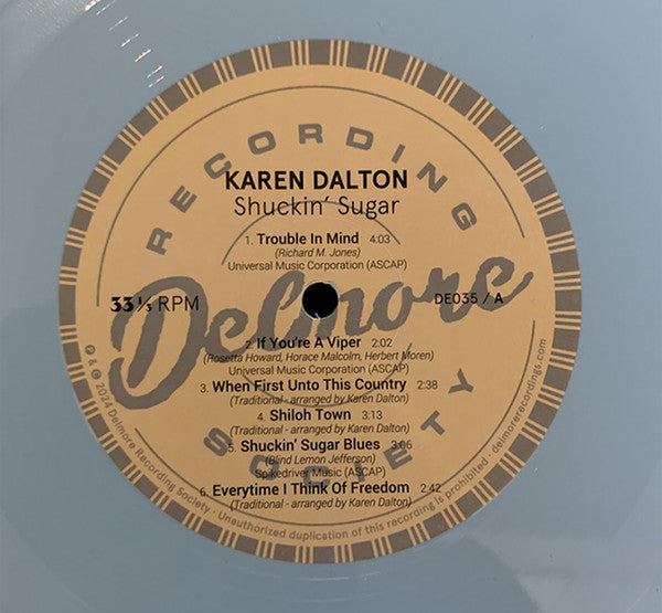 Karen Dalton - Shuckin' Sugar (SKY BLUE VINYL LP Delmore Recording Society DE035AB) | - FOLK *SEALED/COLOR*