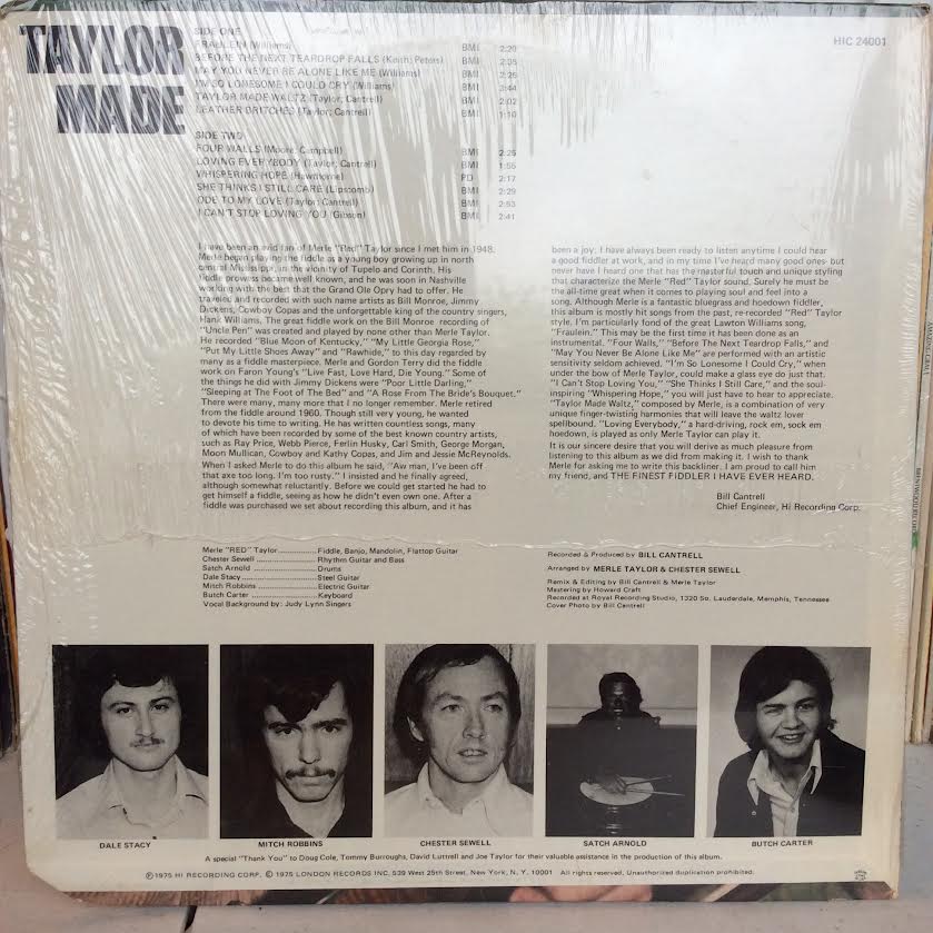 Taylor Made (The Soul Fiddle Of Merle "Red" Taylor) (VINYL) | Mint (M) Near Mint (NM or M-) - FOLK *SEALED*