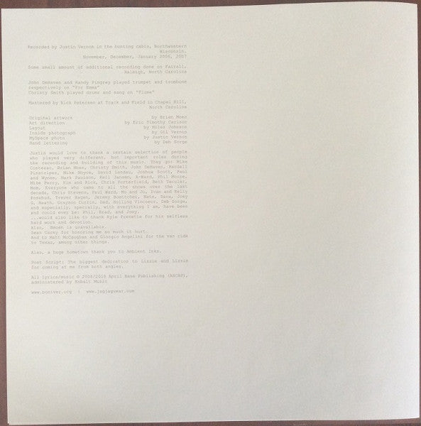 For Emma, Forever Ago (LTD EDT VINYL) | Mint (M) Mint (M) - FOLK *SEALED*