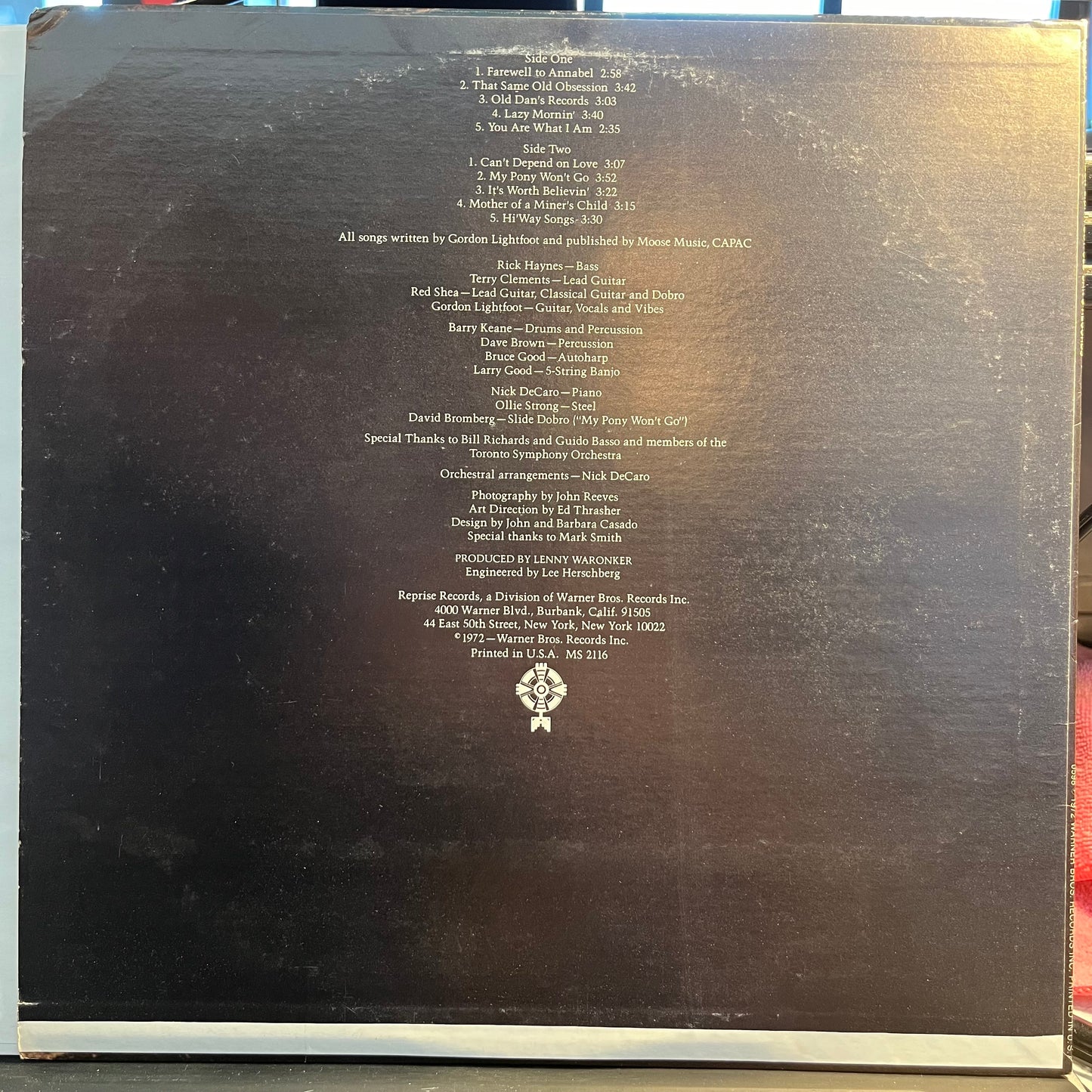 Gordon Lightfoot - Old Dan's Records *LOS ANGELES* | Excellent (EX) Excellent (EX) - FOLK / USED *EXCELLENT+*