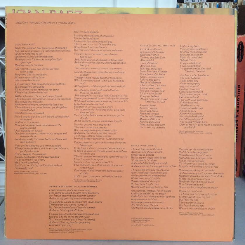 Diamonds & Rust (VINYL) | Excellent+ (EX+) Near Mint (NM or M-) - FOLK / USED *EXCELLENT+*