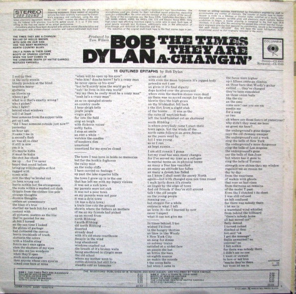Bob Dylan - The Times They Are A-Changin' (VINYL LP) | Excellent+ (EX+) Very Good Plus (VG+) - FOLK / USED *EXCELLENT+*