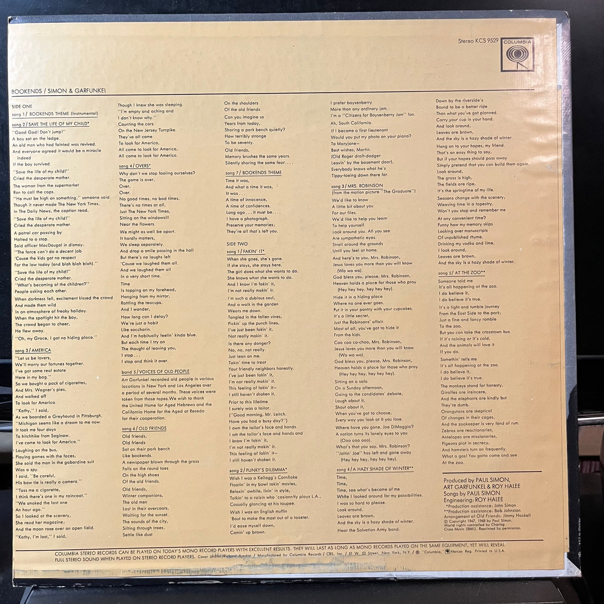 Simon & Garfunkel - Bookends (VINYL LP) | USED Excellent+ (EX+) Excellent (EX) - FOLK / USED *EXCELLENT+*