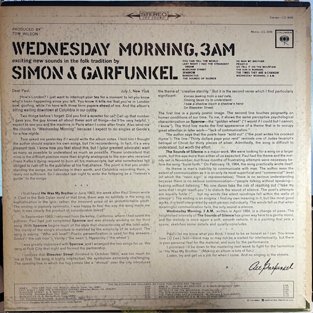 Wednesday Morning, 3 A.M. (VINYL) | Excellent (EX) Very Good (VG) - FOLK / USED *EXCELLENT*