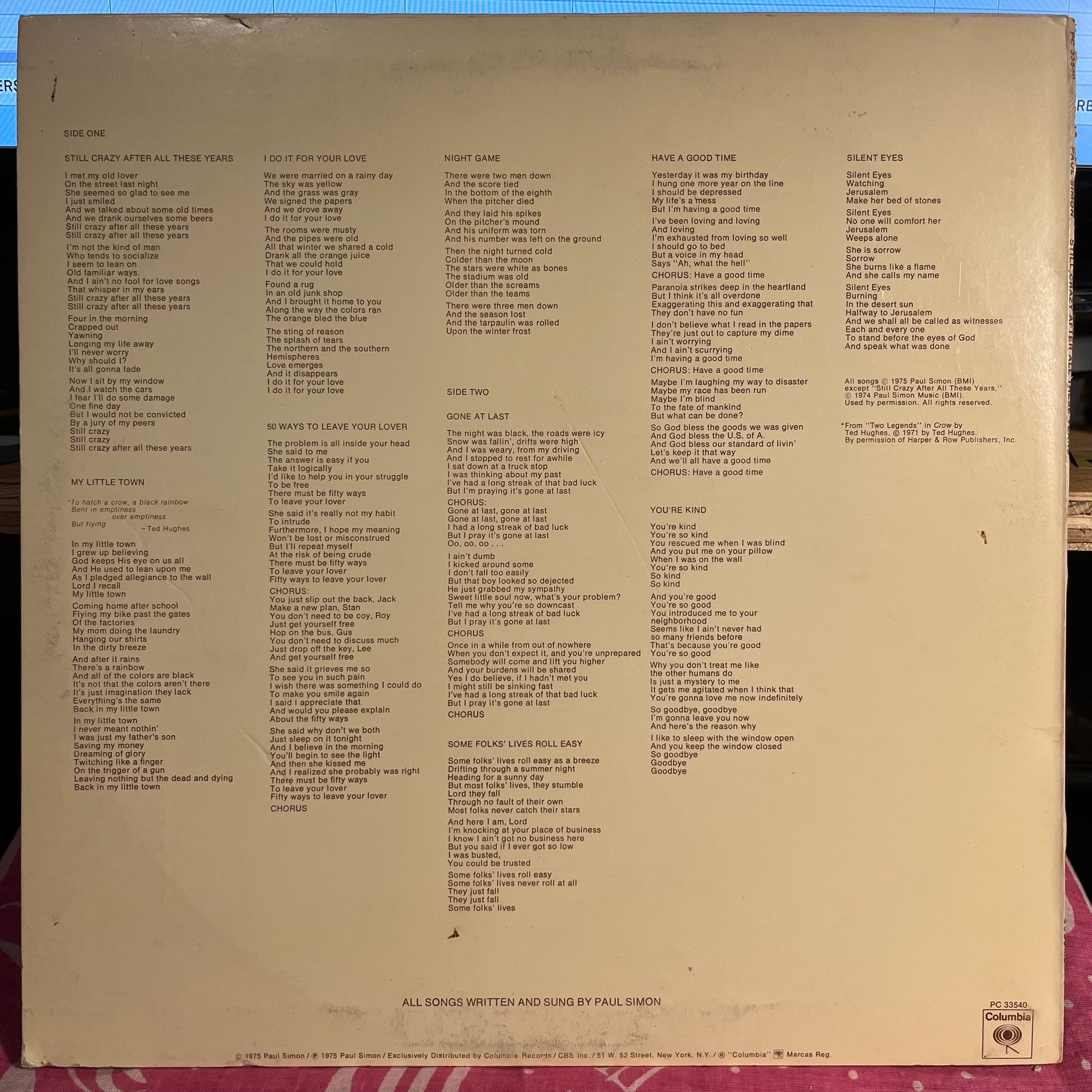 Paul Simon - Still Crazy After All These Years | Excellent (EX) Excellent (EX) - FOLK / USED *EXCELLENT*