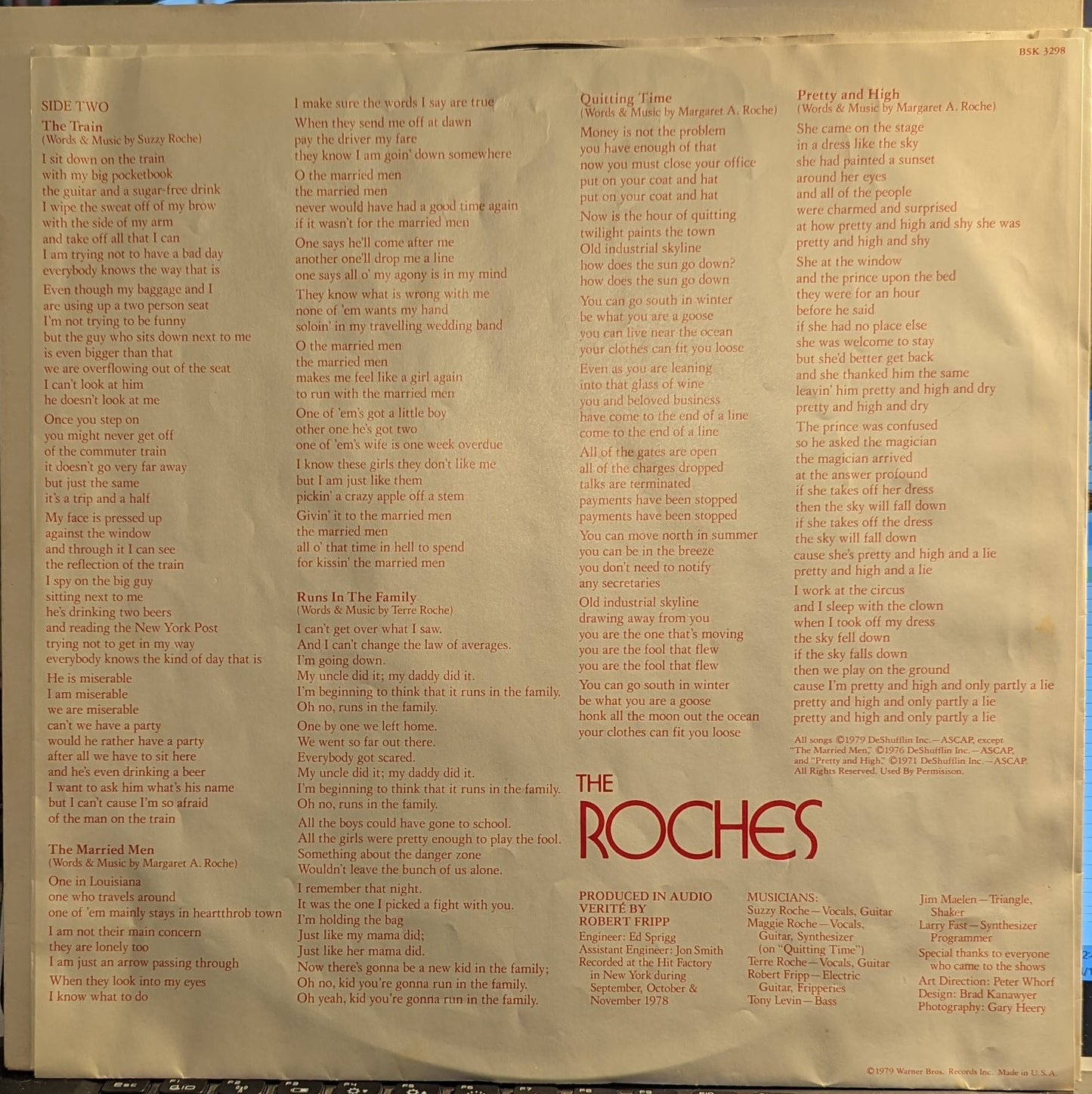 The Roches The Roches *WINCHESTER* LP Excellent (EX) Near Mint (NM or M-)