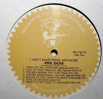 Phil Ochs - I Ain't Marching Anymore (VINYL LP ELEKTRA EKS- 7287 2010) | Near Mint- (NM-) Near Mint (NM) - FOLK / USED *NEAR MINT-*