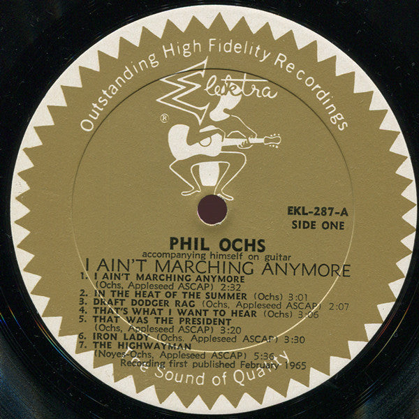 Phil Ochs - I Ain't Marching Anymore (VINYL LP ELEKTRA EKS- 7287 2010) | - FOLK / USED *NEAR MINT-*