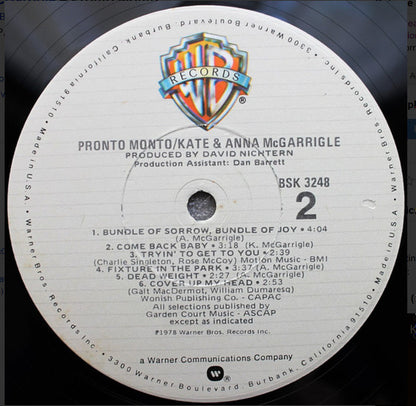 Kate & Anna McGarrigle - Pronto Monto *WINCHESTER* | Near Mint (NM) Near Mint (NM) - FOLK / USED *NEAR MINT*