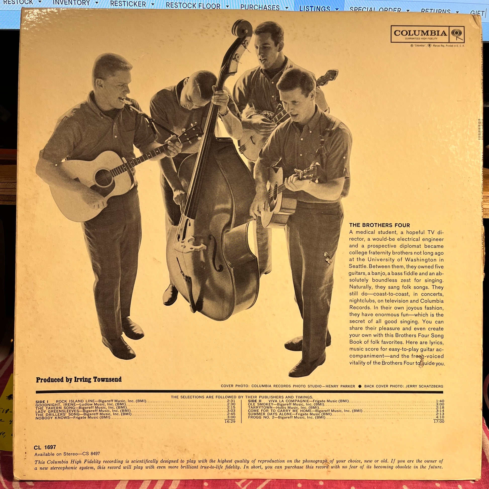The Brothers Four - Song Book *SIGNED* | Near Mint (NM) Excellent (EX) - FOLK / USED *NEAR MINT*
