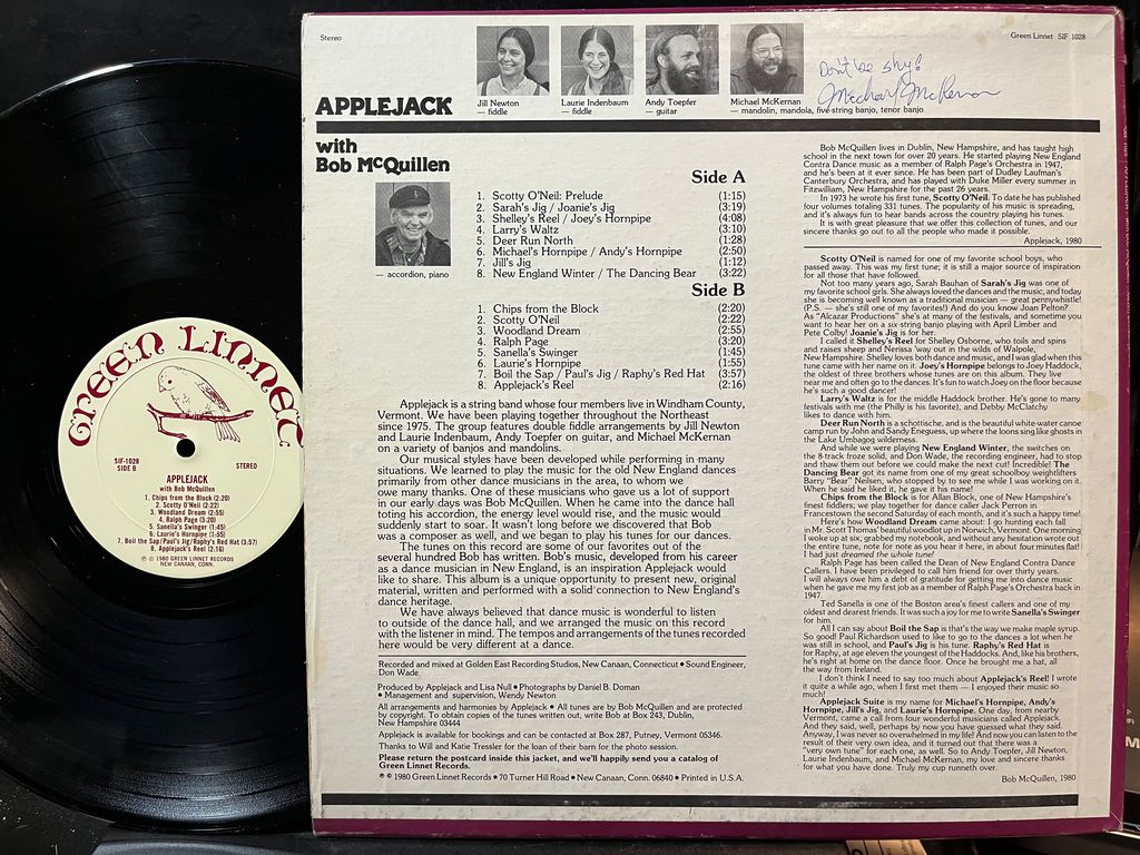 Applejack (4) - Contra Dance Music New England Style *SIGNED* (VINYL) | Near Mint (NM) Excellent (EX) - FOLK / USED *NEAR MINT*