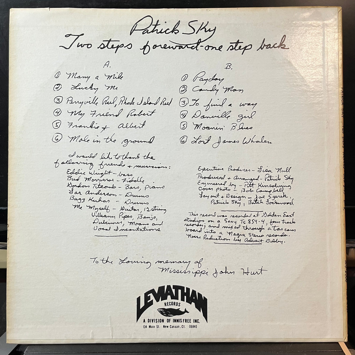 Patrick Sky - Two Steps Forward, One Step Back (VINYL LP) | USED Near Mint (NM or M-) Excellent+ (EX+) - FOLK / USED *NEAR MINT*