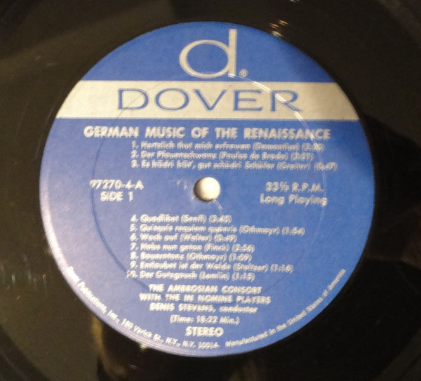 German Music of the Renaissance | Near Mint (NM) Excellent (EX)