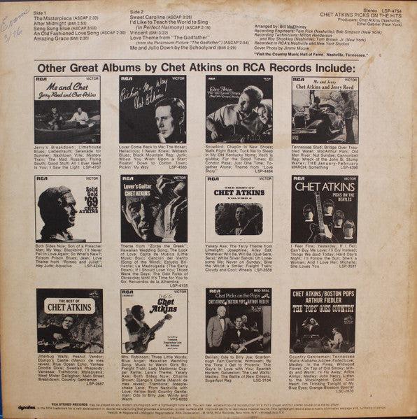 Chet Atkins - Picks On The Hits | Near Mint (NM) Excellent (EX) - FOLK / USED *NEAR MINT*
