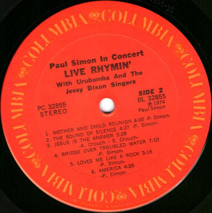 Paul Simon In Concert Live Rhymin' (VINYL) | Near Mint (NM) Near Mint (NM) - FOLK / USED *NEAR MINT*