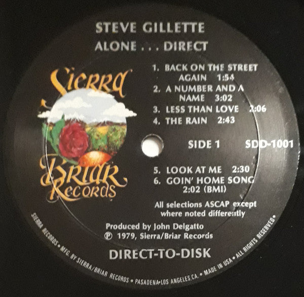 Steve Gillette - Alone... Direct *DIRECT-TO-DISK* | Near Mint (NM) Near Mint (NM) - FOLK / USED *NEAR MINT*