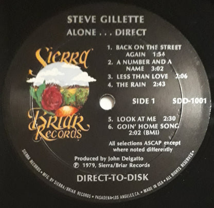 Steve Gillette - Alone... Direct *DIRECT-TO-DISK* | Near Mint (NM) Near Mint (NM) - FOLK / USED *NEAR MINT*