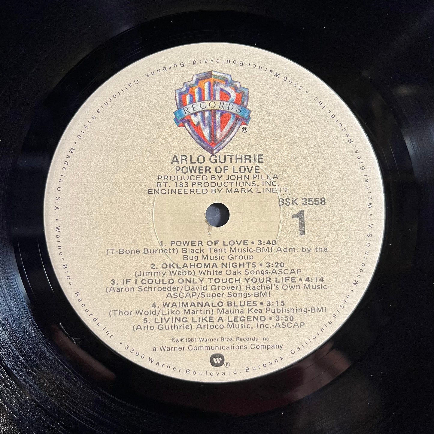 Arlo Guthrie - Power Of Love *PROMO/WINCHESTER* | Near Mint (NM) Excellent (EX) - FOLK / USED *NEAR MINT*