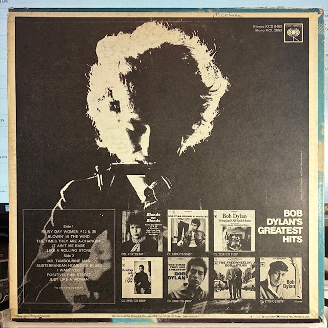 Bob Dylan's Greatest Hits (VINYL) | Very Good Plus (VG+) Very Good Plus (VG+) - FOLK / USED *VERY GOOD+*