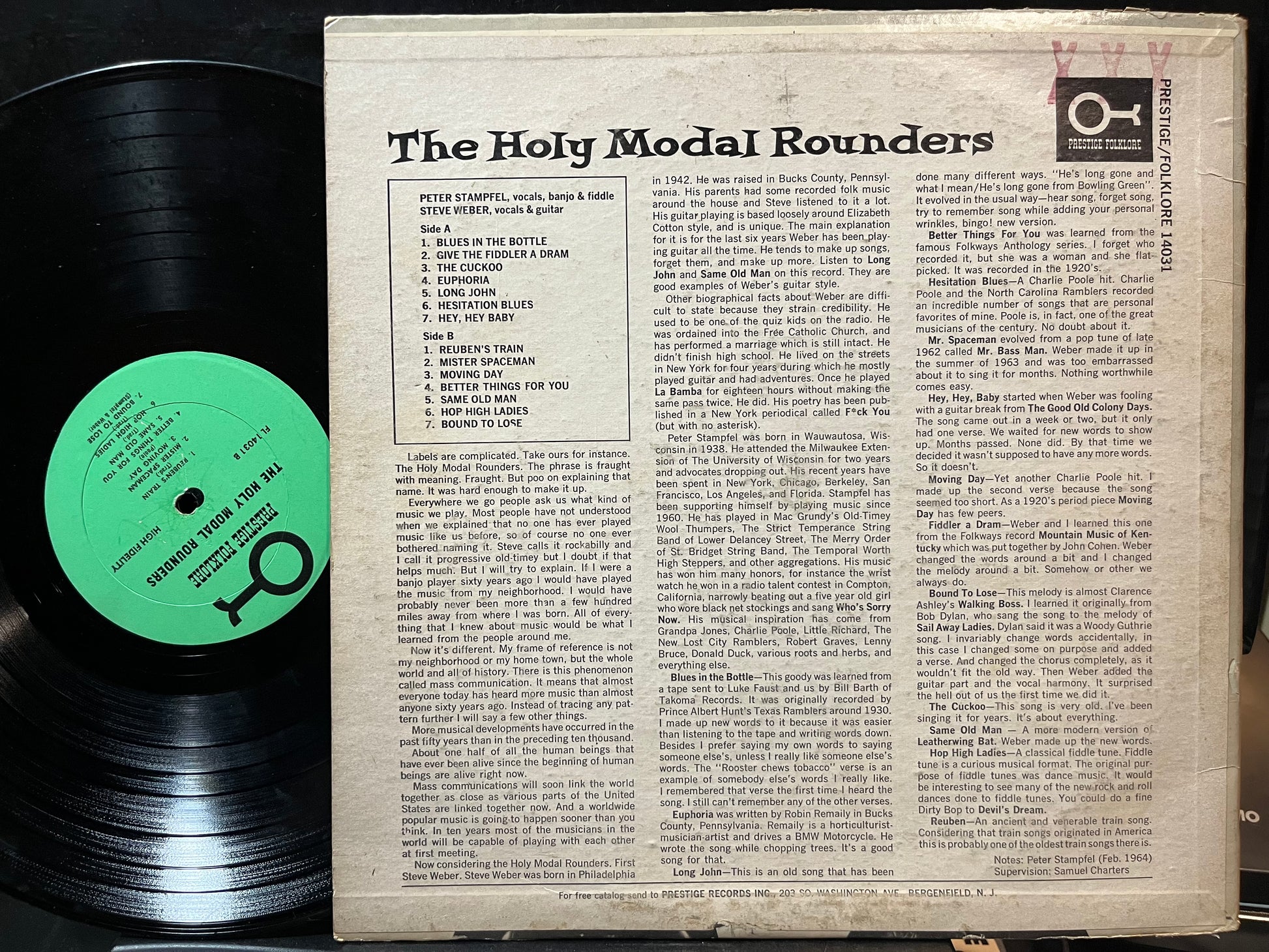 The Holy Modal Rounders - The Holy Modal Rounders (VINYL LP PRESTIGE FOLKLORE 14031 1964) | Very Good (VG) Very Good Plus (VG+) - FOLK / USED *VERY GOOD*