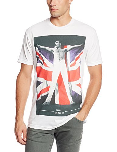 Men'S Freddie Mercury Freddie Flag T-Shirt, White, Small |