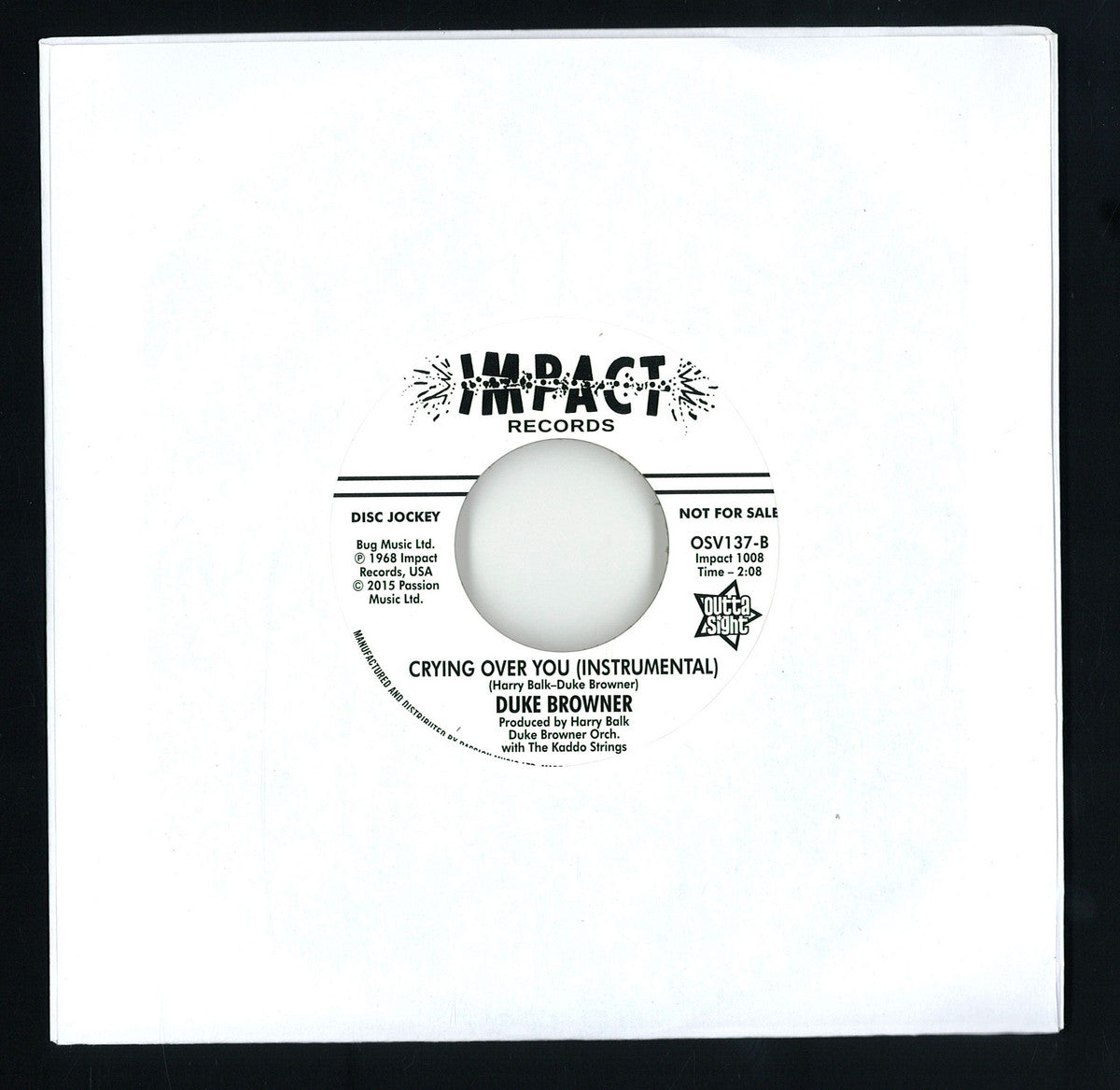 Duke Browner - Crying Over You (VINYL 7" Outta Sight OSV137) | NEW Mint (M) Mint (M) - FUNK *NEW/45*