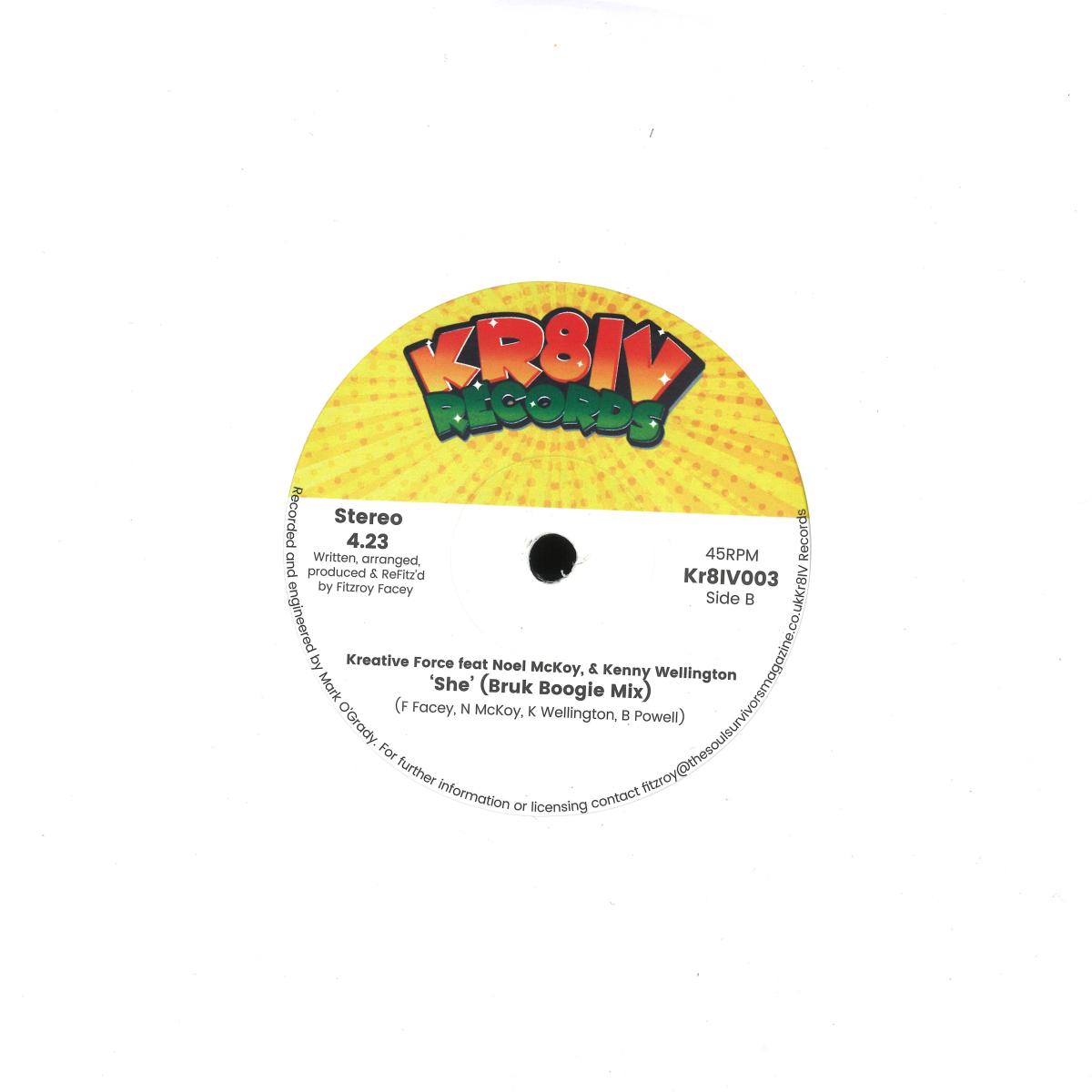 Kreative Force feat Noel McKoy - (PRESALE 09/10/26) She (VINYL 7" Kr8iv) | NEW - FUNK *NEW*