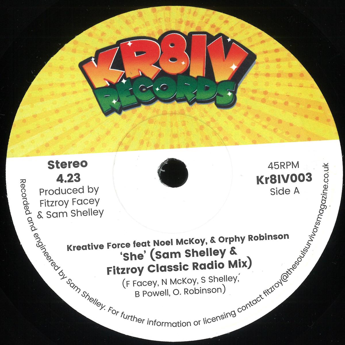 Kreative Force feat Noel McKoy - (PRESALE 09/10/26) She (VINYL 7" Kr8iv) | NEW - FUNK *NEW*