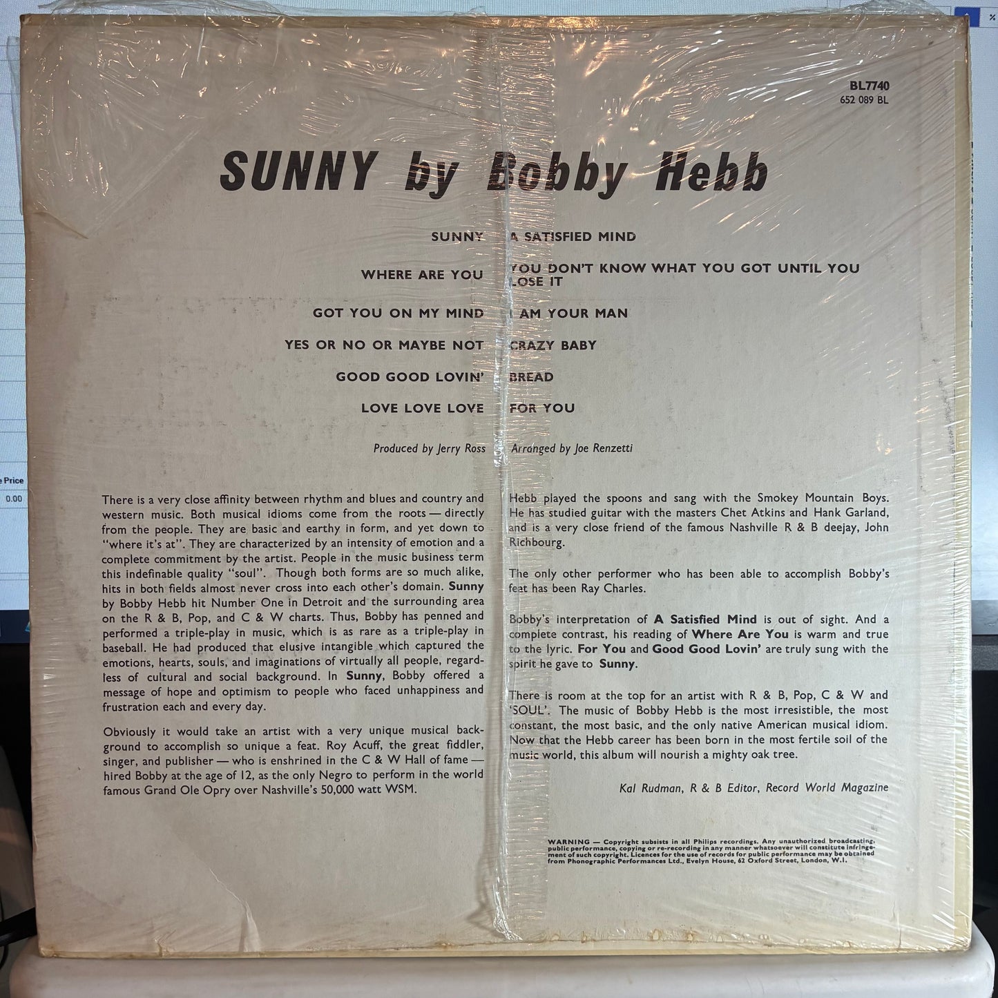 Bobby Hebb - Sunny (VINYL) | Mint (M) Excellent+ (EX+) - FUNK *SEALED*