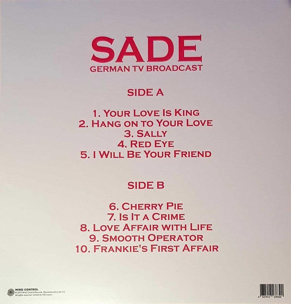 Sade - German TV Broadcast | Mint (M) Mint (M) - FUNK/JAZZ *SEALED*