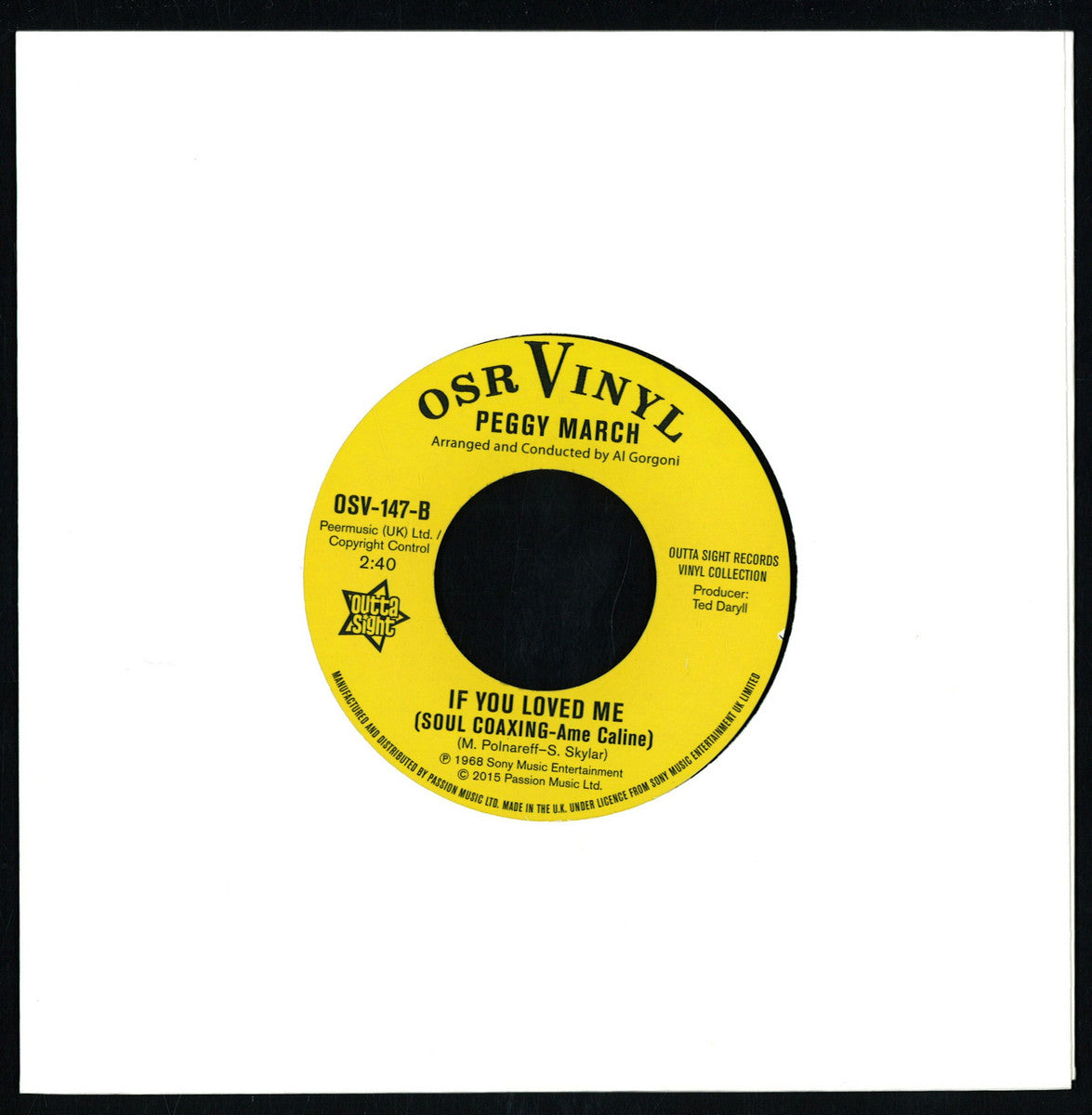 Laura Greene / Peggy March - (PRESALE 08/04/26) Moonlight Music And You / If You Loved Me (VINYL 7" Outta Sight OSV147) | NEW Mint (M) Mint (M) - FUNK/SOUL *NEW/45*