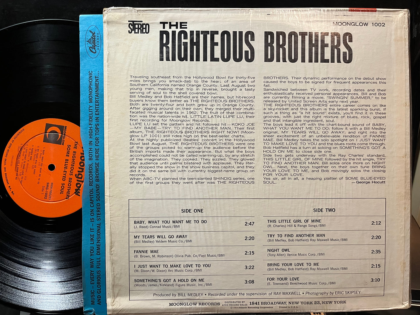 The Righteous Brothers - Some Blue-Eyed Soul (VINYL LP MOONGLOW 1002 1964) | USED Excellent+ (EX+) Near Mint (NM) - FUNK / USED *EXCELLENT+*