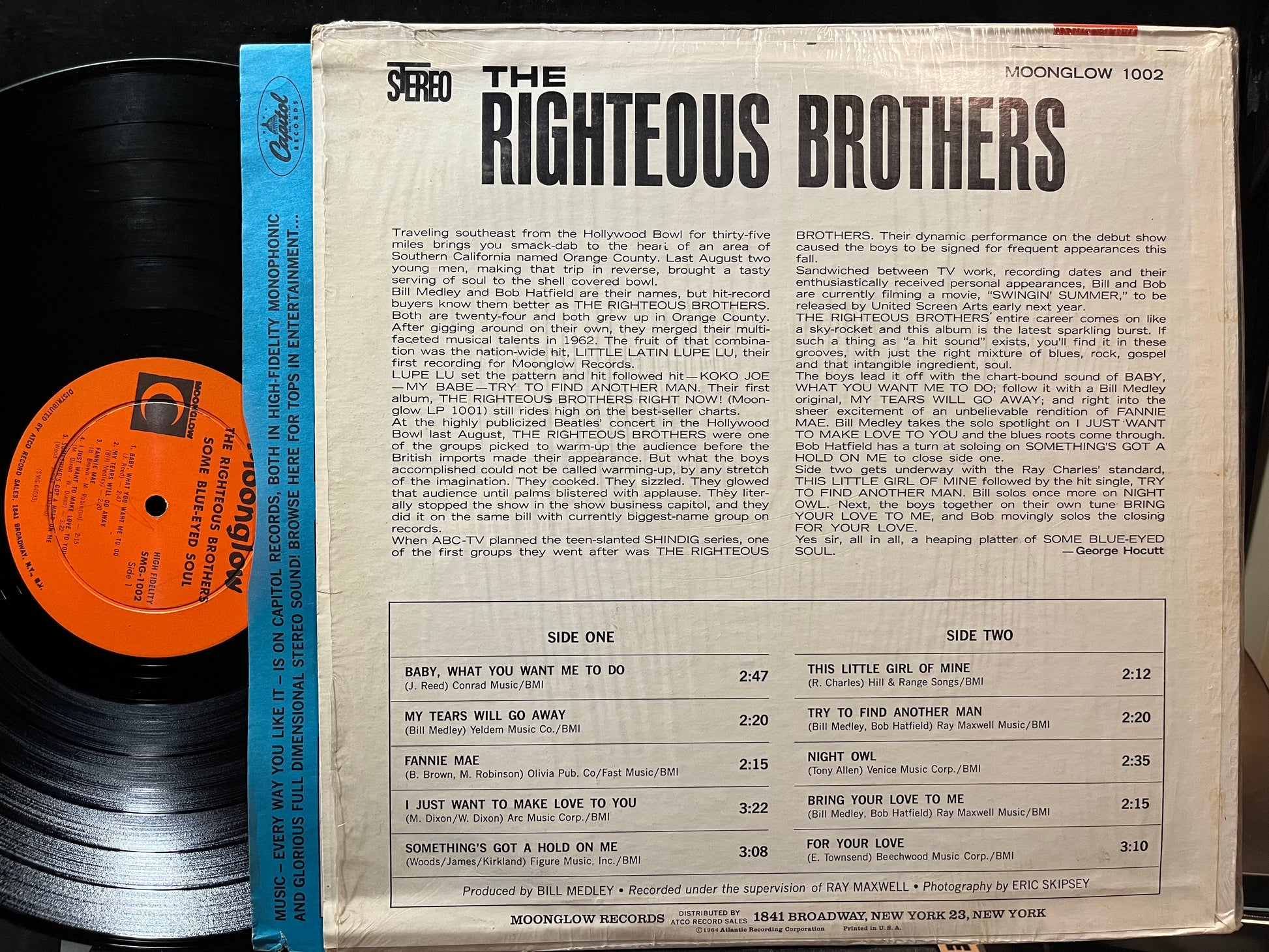 The Righteous Brothers - Some Blue-Eyed Soul (VINYL LP MOONGLOW 1002 1964) | USED Excellent+ (EX+) Near Mint (NM) - FUNK / USED *EXCELLENT+*