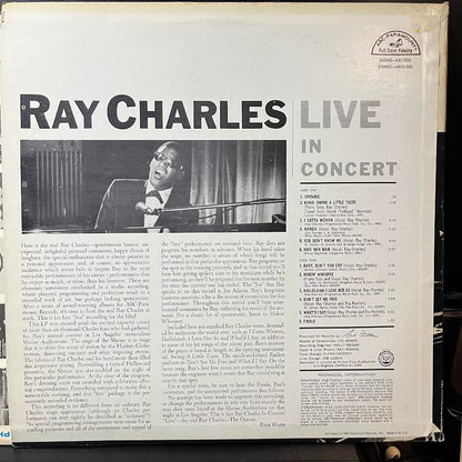 Ray Charles Live In Concert (VINYL) | Excellent+ (EX+) Excellent (EX) - FUNK / USED *EXCELLENT+*