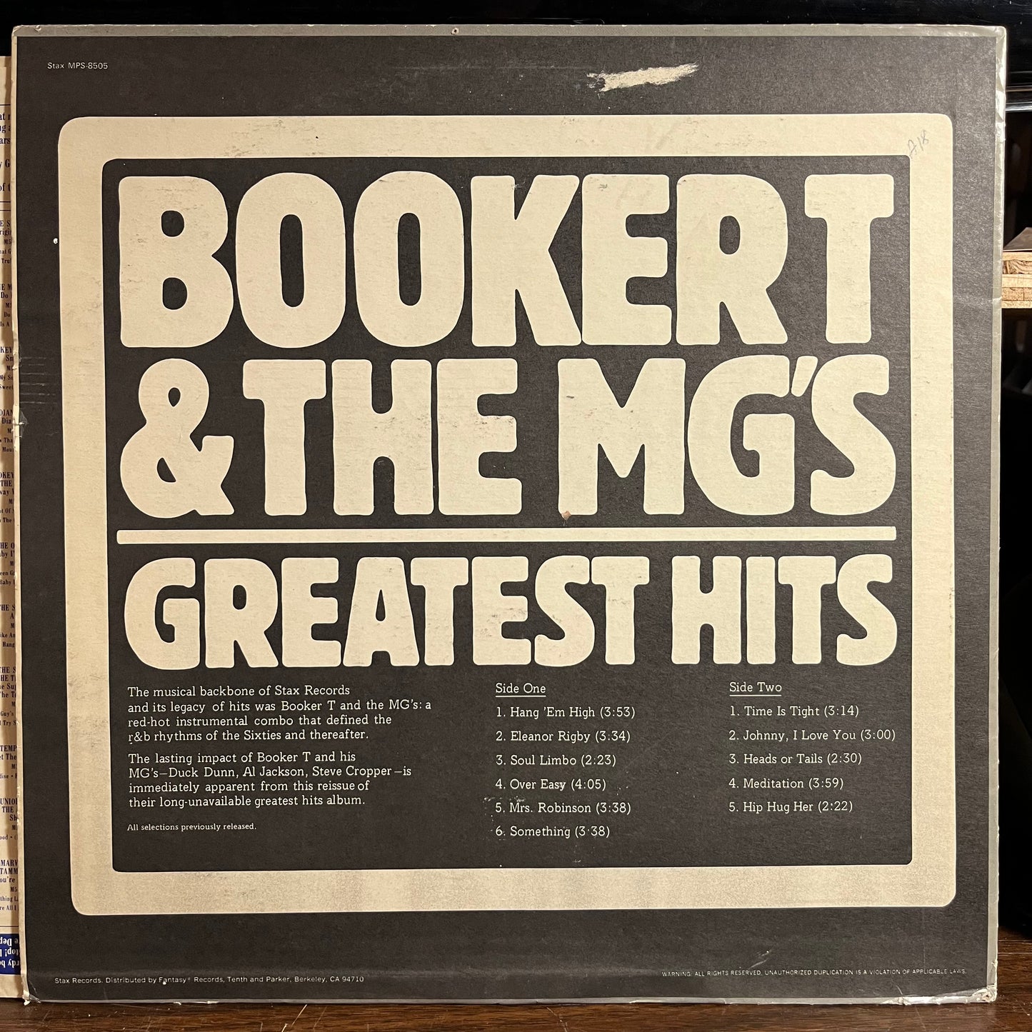 Booker T. & The M.G.'s Greatest Hits (VINYL) | Excellent (EX) Excellent (EX) - FUNK / USED *EXCELLENT*