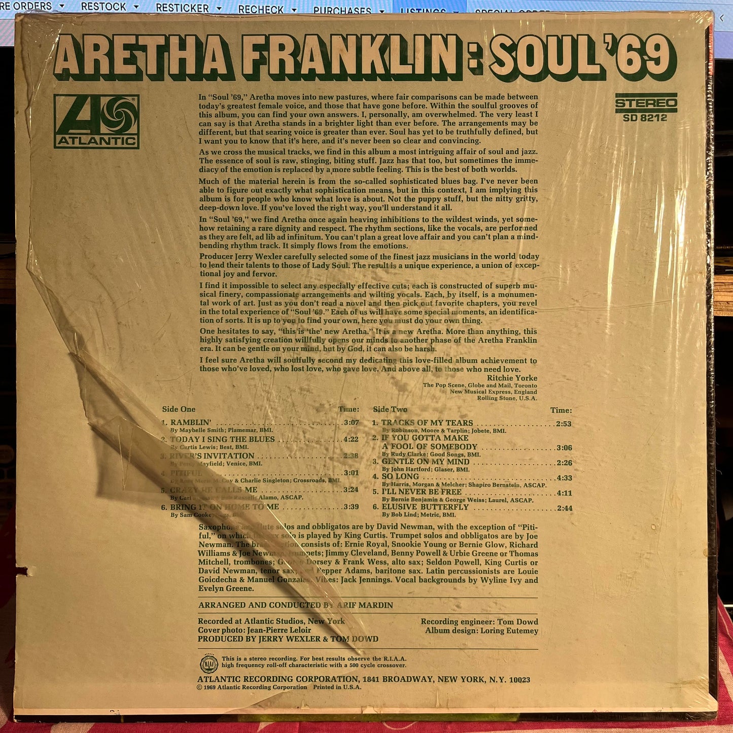 Aretha Franklin - Soul '69 *MGM/SHRINK* | Excellent (EX) Near Mint (NM) - FUNK / USED *EXCELLENT*