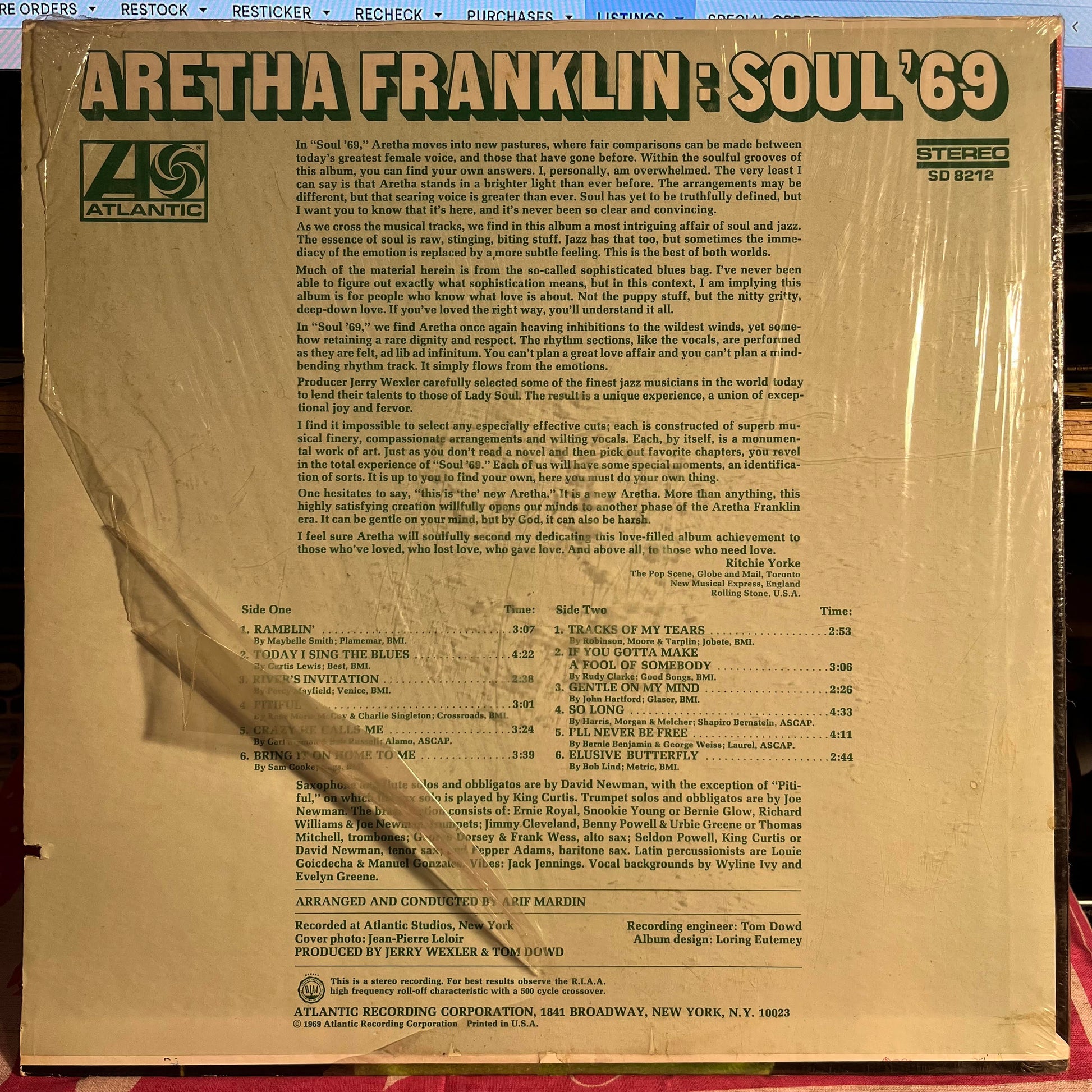 Aretha Franklin - Soul '69 *MGM/SHRINK* | Excellent (EX) Near Mint (NM) - FUNK / USED *EXCELLENT*
