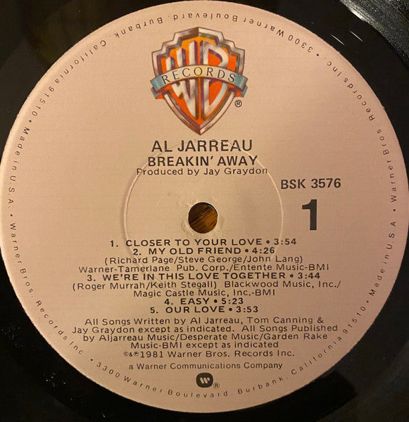 Breakin' Away (VINYL) | Excellent (EX) Excellent (EX) - FUNK / USED *EXCELLENT*
