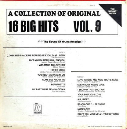 The Motown Sound (A Collection Of 16 Original Hits Vol. 9) (VINYL) | Excellent (EX) Very Good Plus (VG+) - FUNK / USED *EXCELLENT*
