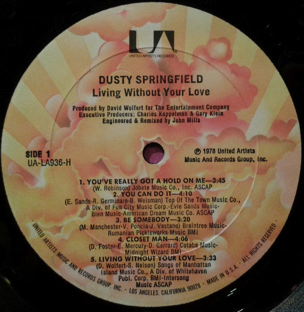 Dusty Springfield Living Without Your Love LP Near Mint (NM or M-) Near Mint (NM or M-)