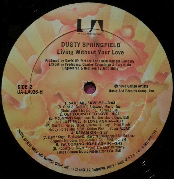 Dusty Springfield Living Without Your Love LP Near Mint (NM or M-) Near Mint (NM or M-)