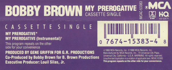 Bobby Brown - My Prerogative *CASSETTE* | Near Mint (NM) Near Mint (NM) - FUNK / USED *NEAR MINT*