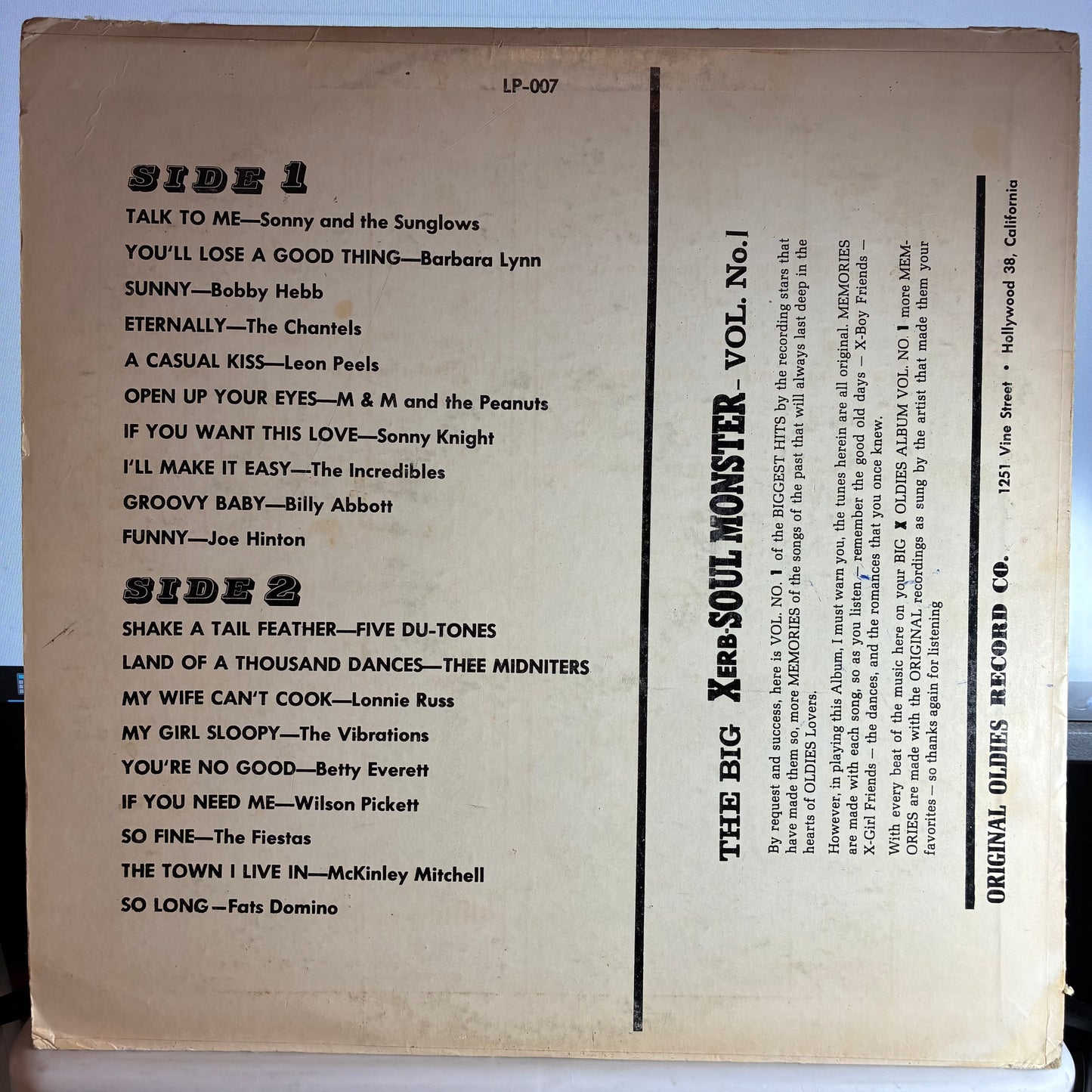 Soul Monster: Original Rhythm & Blues Hits (VINYL) | Very Good Plus (VG+) Very Good Plus (VG+) - FUNK / USED *VERY GOOD+*