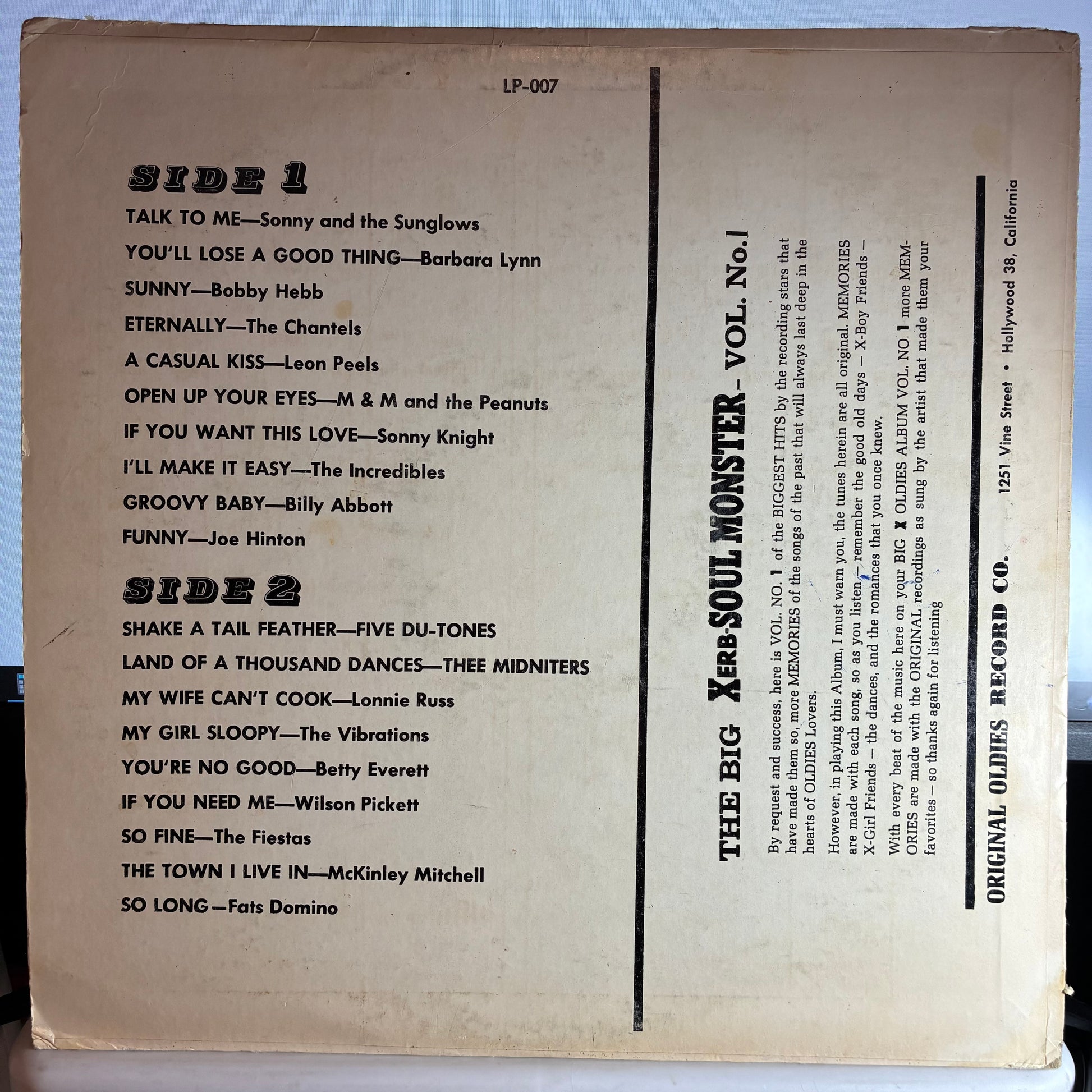 Soul Monster: Original Rhythm & Blues Hits (VINYL) | Very Good Plus (VG+) Very Good Plus (VG+) - FUNK / USED *VERY GOOD+*