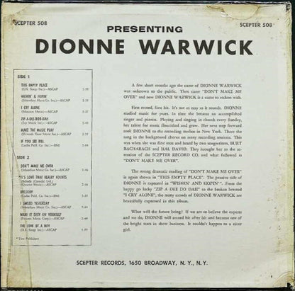 Presenting Dionne Warwick | Very Good Plus (VG+) Excellent (EX)