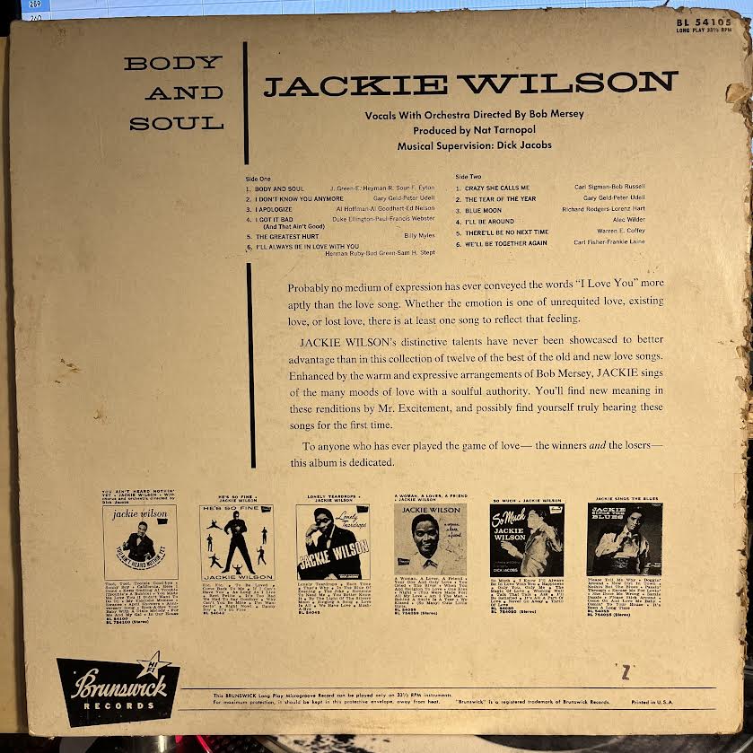 Jackie Wilson - Body And Soul | Very Good (VG) Good Plus (G+) - FUNK / USED *VERY GOOD*