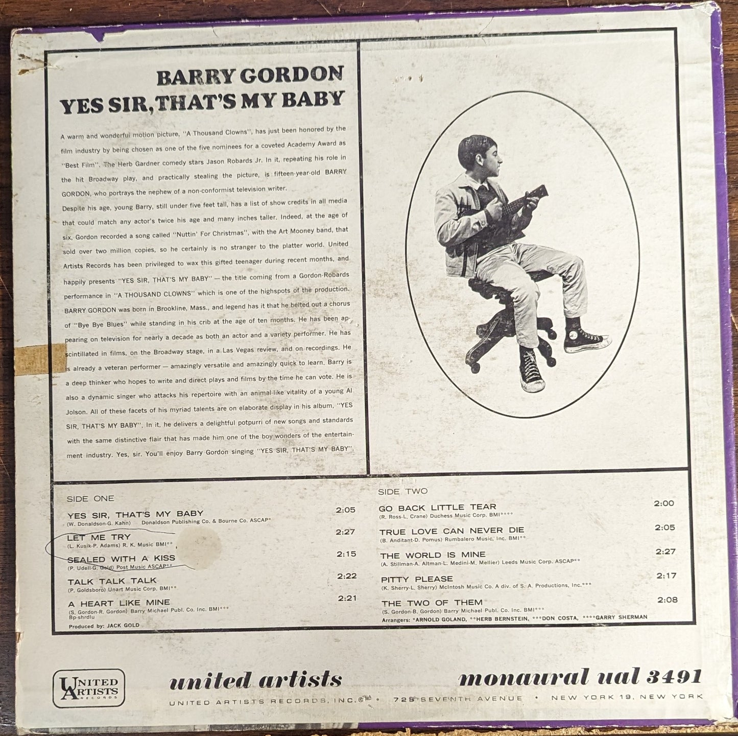 Barry Gordon - Yes Sir, That's My Baby*PROMO* | Very Good (VG) Very Good (VG) - FUNK / USED *VERY GOOD*