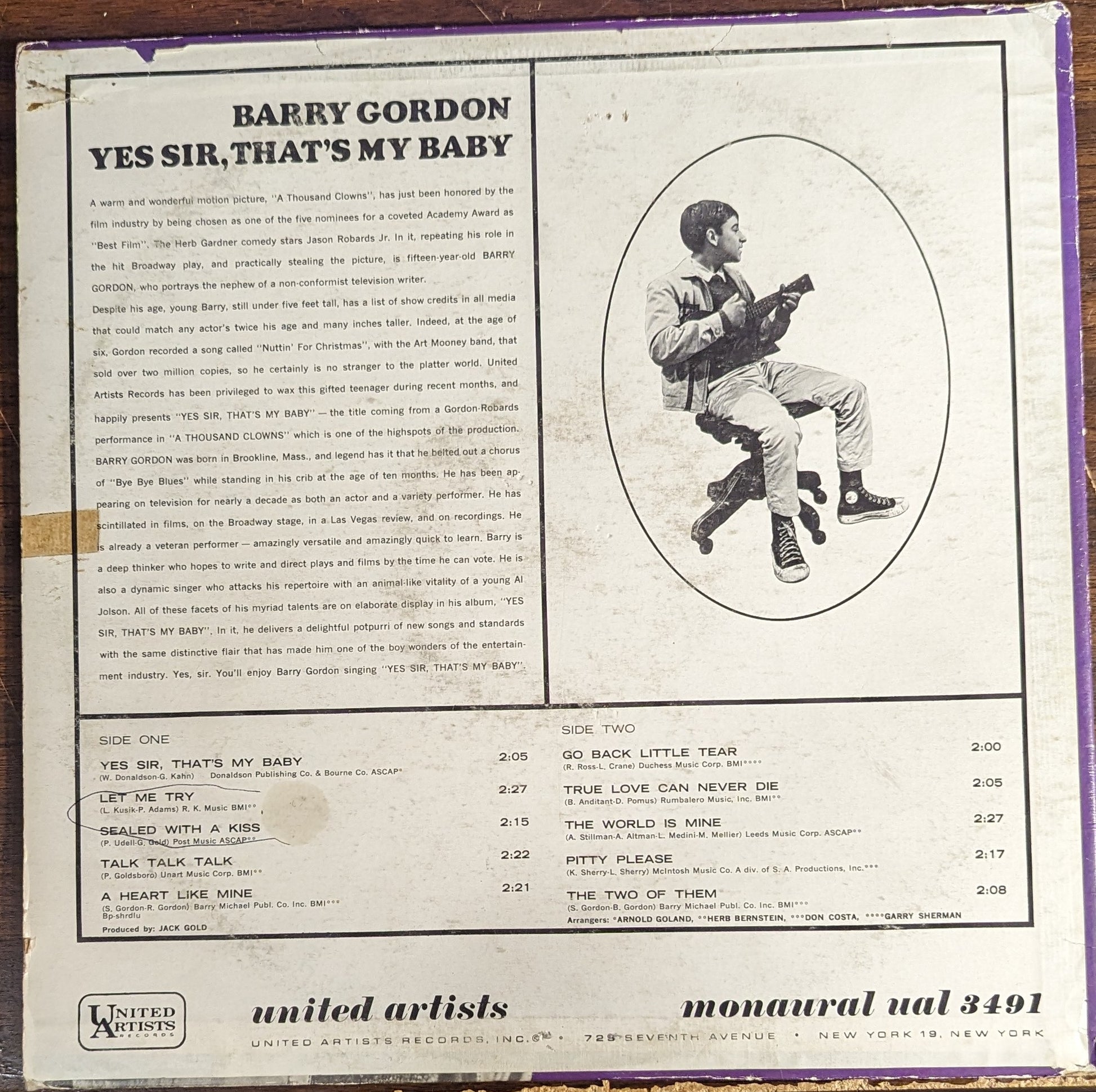 Barry Gordon - Yes Sir, That's My Baby*PROMO* | Very Good (VG) Very Good (VG) - FUNK / USED *VERY GOOD*