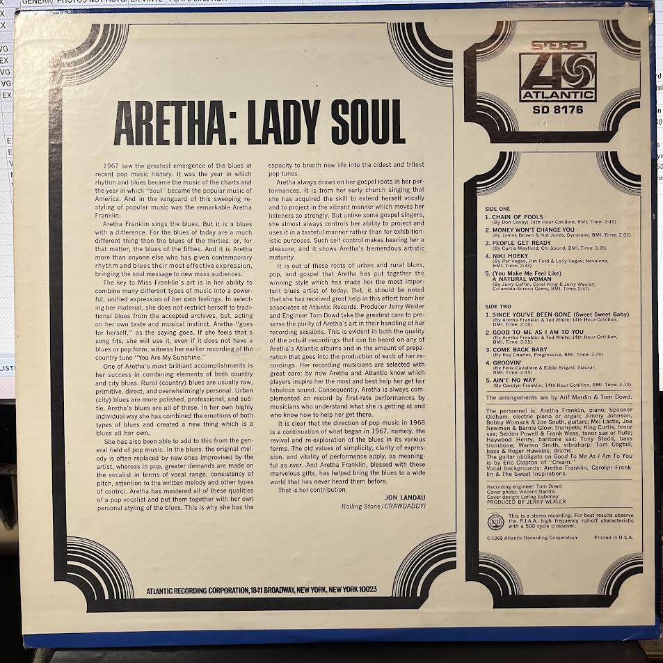 Lady Soul (VINYL) | Very Good (VG) Near Mint (NM or M-) - FUNK / USED *VERY GOOD*