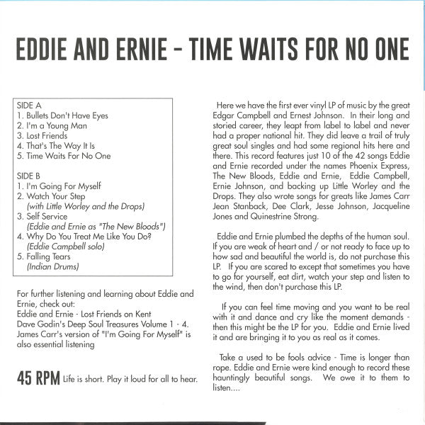 Eddie & Ernie - Time Waits For No One | Mint (M) Mint (M) - FUNK